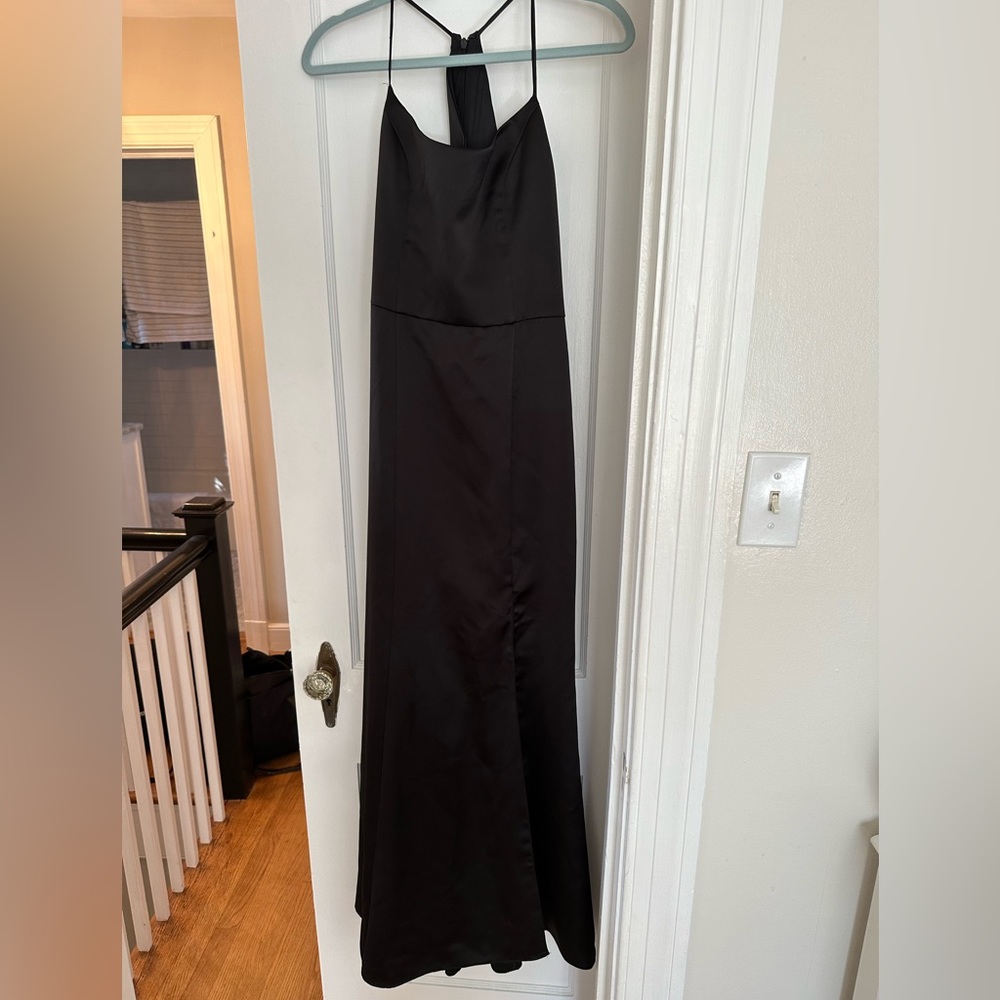 Black Satin Cowl Neck Maxi Dress